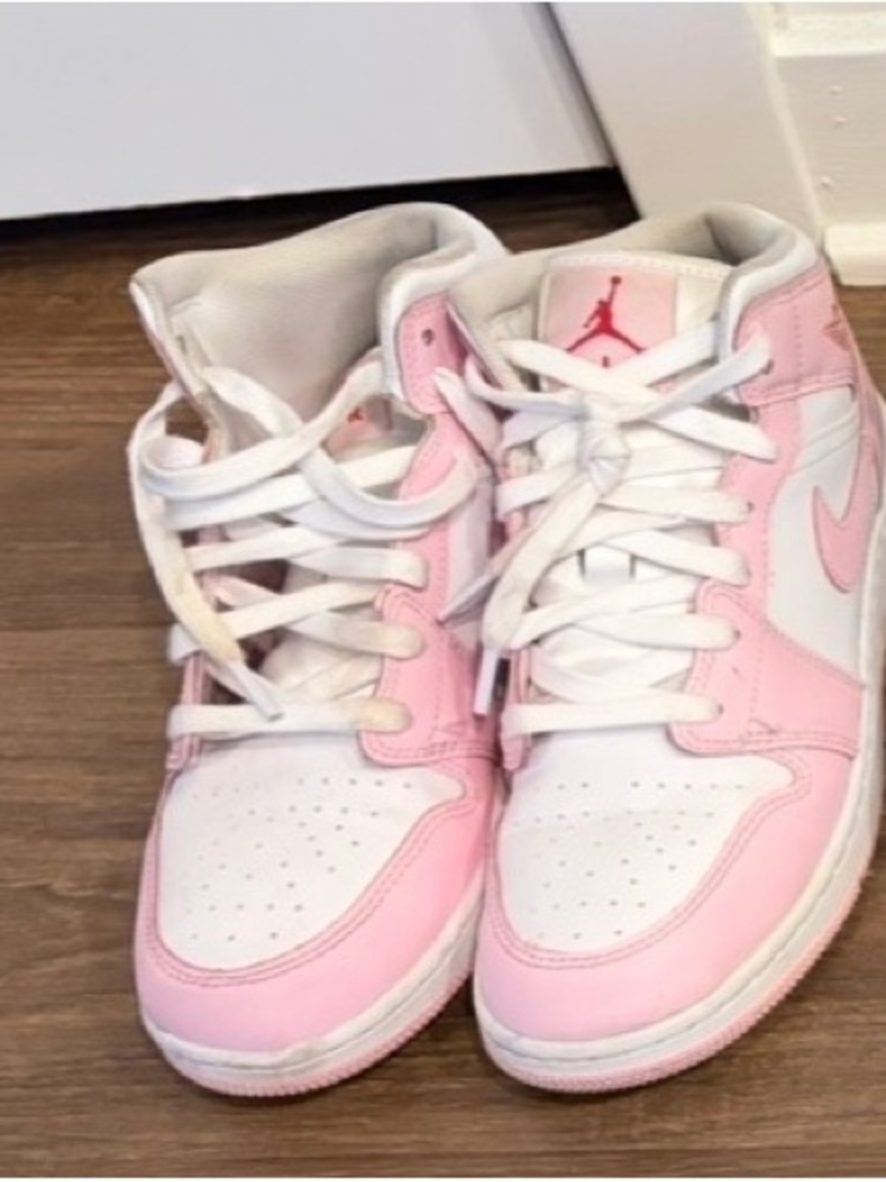 Nike Pink and White High-Top Sneakers